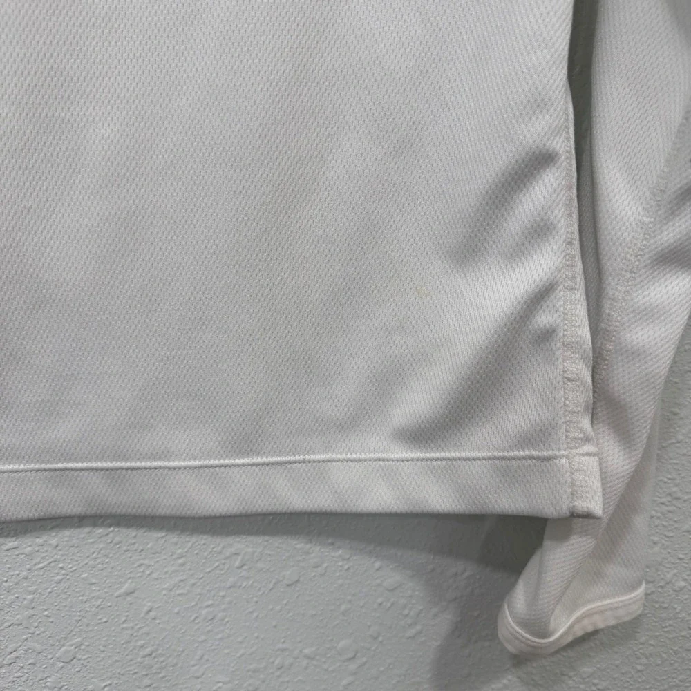 Nike Dri-FIT Long Sleeve Shirt White Mesh Performance Top Small Red Swoosh Logo